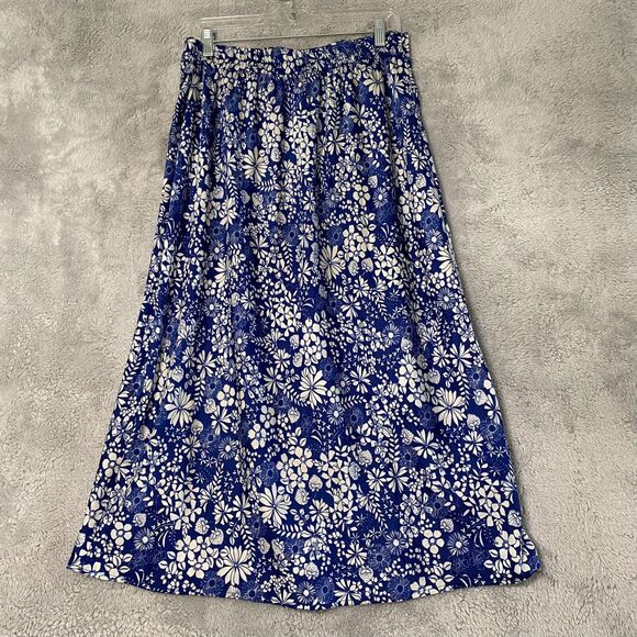 Flint & Moss Maxi Skirt Floral Women’s M Blue & White A-Line - Picture 2 of 9